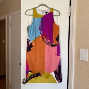 NWOT | Ann Taylor Multicolor Abstract Print Sleeveless Shift Dress | size 12
